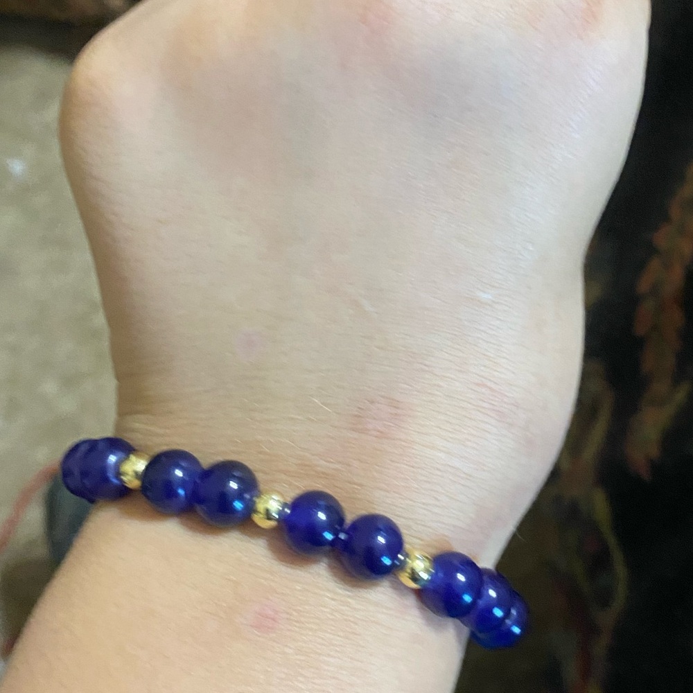 Navy glass bead bracelet